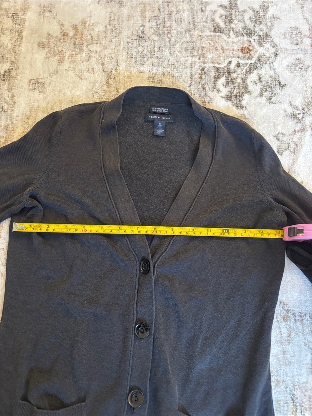 (3/$30) Tommy Hilfiger Dark Grey Lightweight Knit Button Up Cardigan Sweater XS - Picture 3 of 8